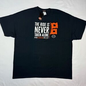 Harley Davidson Mens T-Shirt 2XL Double Sided Black Hurricane Relief A8